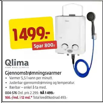 Jula Qlima Gjennomstrømningsvarmer tilbud