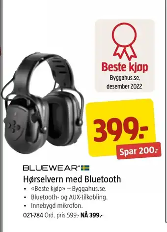 Jula BLUEWEARⓇ Hørselvern med Bluetooth tilbud