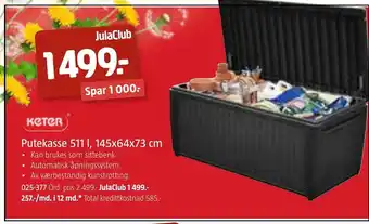 Jula KETER Putekasse 511 I, 145x64x73 cm tilbud