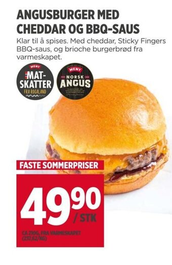 Meny ANGUSBURGER MED CHEDDAR OG BBQ-SAUS tilbud
