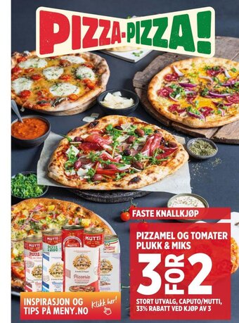 Meny PIZZAMEL OG TOMATER PLUKK & MIKS tilbud