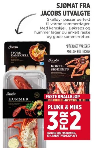 Meny SJØMAT FRA JACOBS UTVALGTE tilbud