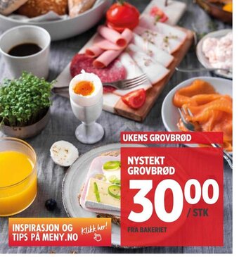 Meny NYSTEKT GROVBRØD tilbud