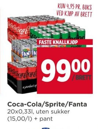 Meny Coca-Cola/Sprite/Fanta tilbud