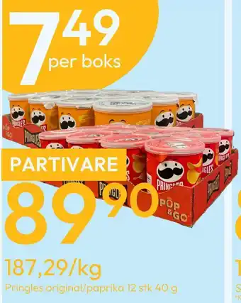 Gigaboks Pringles original/paprika 12 stk 40 g tilbud