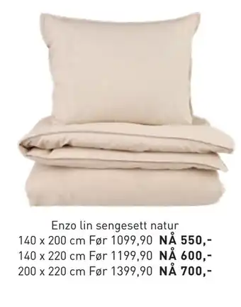 Kid Interiør Enzo lin sengesett natur tilbud