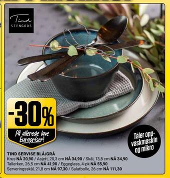 Europris Tind servise blå/grå tilbud