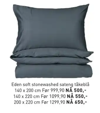 Eden soft stonewashed sateng tåkeblå