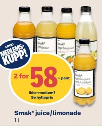 Coop Mega Smak juice tilbud