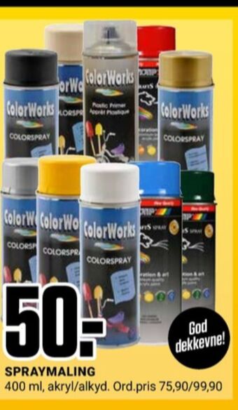 Europris Colorworks spraymaling tilbud