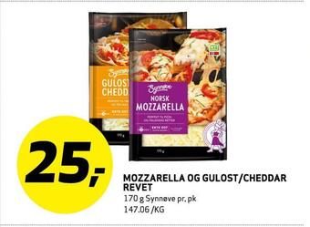 Bunnpris Mozzarella og gulost /cheddar revet tilbud