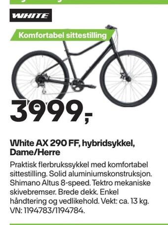 XXL Sport White ax 290 ff, hybridsykkel, dame/herre tilbud