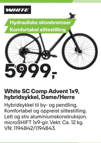 XXL Sport White sc comp advent 1x9, hybridsykkel, dame/herre tilbud