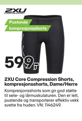 XXL Sport 2xu core compression shorts, kompresjonsshorts, dame/herre tilbud