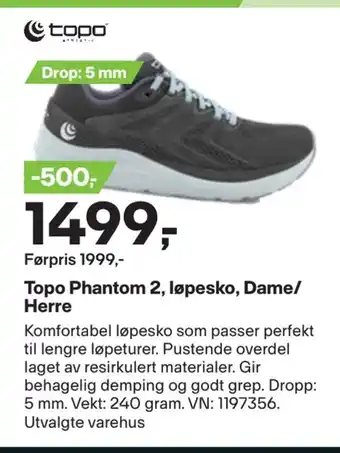 XXL Sport Topo phantom 2, løpesko, dame/ herre tilbud