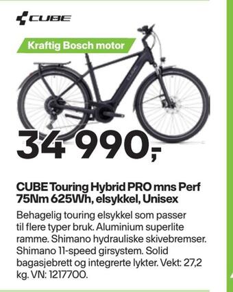 XXL Sport Cube touring hybrid pro mns perf 75nm 625wh, elsykkel, unisex tilbud
