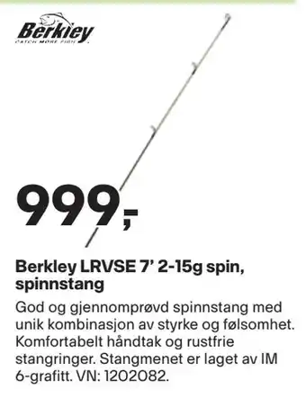 XXL Sport Berkley lrvse 7' 2-15g spin, spinnstang tilbud