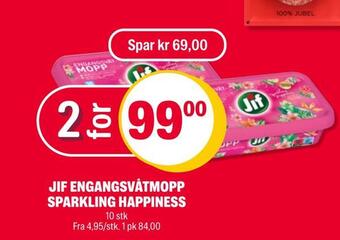 Coop Extra Jif engangsvåtmopp sparkling happiness tilbud