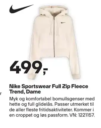 XXL Sport Nike sportswear full zip fleece trend, dame tilbud