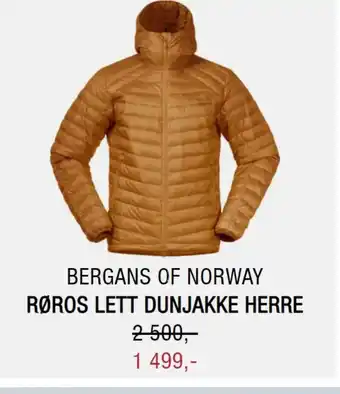 Sport 1 BERGANS OF NORWAY RØROS LETT DUNJAKKE HERRE tilbud
