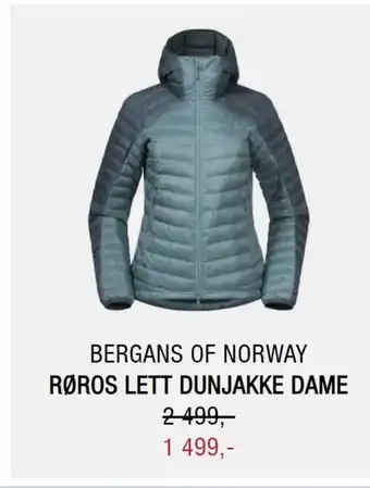 Sport 1 BERGANS OF NORWAY RØROS LETT DUNJAKKE DAME tilbud