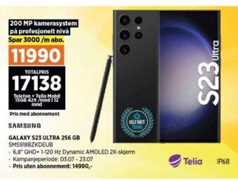 POWER SAMSUNG GALAXY S23 ULTRA 256 GB SMS918BZKDEUB tilbud