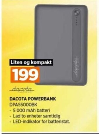 POWER DACOTA POWERBANK DPA55000BK tilbud