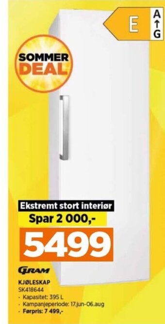 POWER GRAM KJØLESKAP tilbud