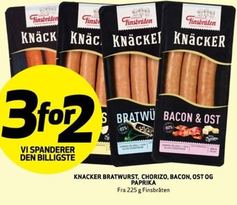 Bunnpris KNACKER BRATWURST, CHORIZO, BACON, OST OG PAPRIKA tilbud