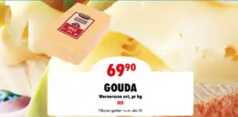 Nordby Supermarket GOUDA Wernersson ost, pr kg SEK tilbud