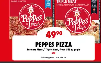 MaxiMat Nordby PEPPES PIZZA Farmers Meat / Triple Meat, fryst, 525 g, pr pk tilbud