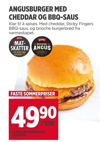 Meny ANGUSBURGER MED CHEDDAR OG BBQ-SAUS tilbud