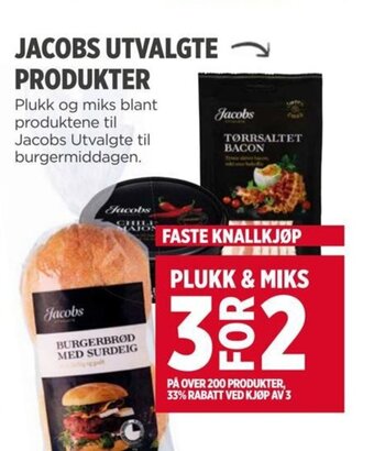 Meny JACOBS UTVALGTE PRODUKTER tilbud