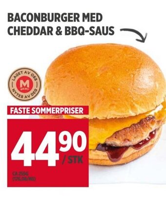 Meny BACONBURGER MED CHEDDAR & BBQ-SAUS tilbud