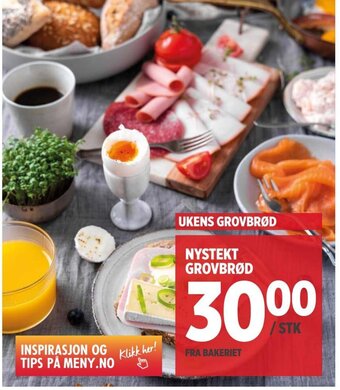 Meny NYSTEKT GROVBRØD tilbud