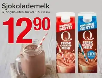 Spar Sjokolademelk Q, original/uten sukker, 0,5 L tilbud