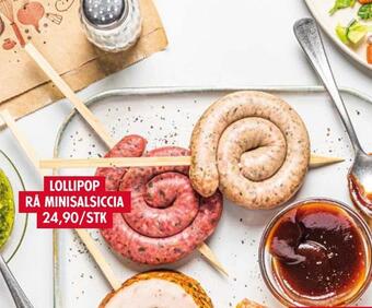 Meny Lollipop rå minisalsicca tilbud