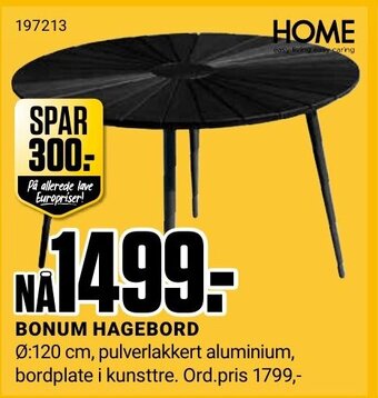 Europris BONUM HAGEBORD tilbud