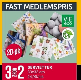 Europris SERVIETTER 33x33 cm tilbud
