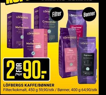 Europris Löfbergs kaffe/bønner tilbud