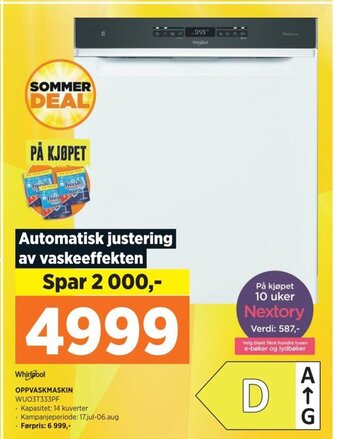 POWER Whirlpool OPPVASKMASKIN WUO3T333PF tilbud