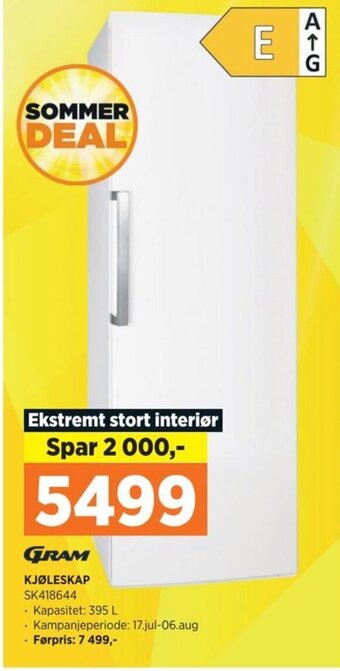 POWER GRAM KJØLESKAP tilbud