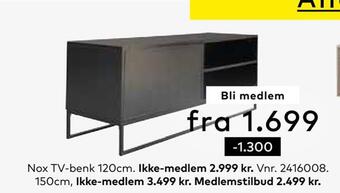 Skeidar Nox tv-benk 120cm tilbud