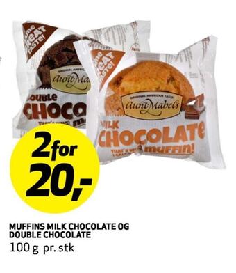 Muffins milk chocolate og double chocolate