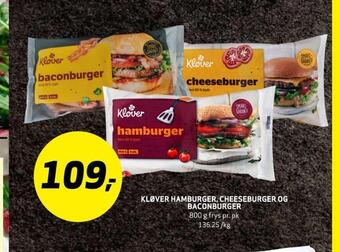 Bunnpris Kløver hamburger, cheeseburger og baconburger tilbud