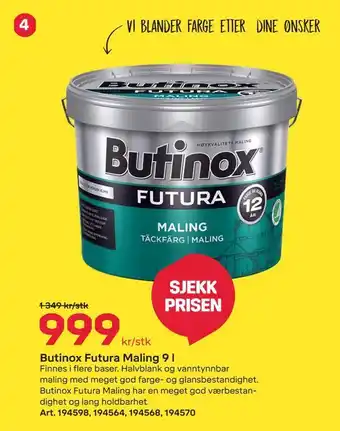 Byggmax Butinox futura maling 9 l tilbud