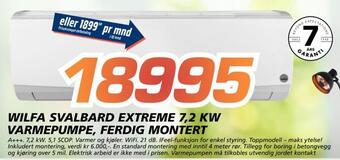 Coop Byggmix Wilfa svalbard extreme 7,2 kw varmepumpe, ferdig montert tilbud