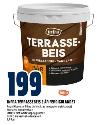 Obs Bygg Infra terrassebeis 3 år ferdigblandet tilbud