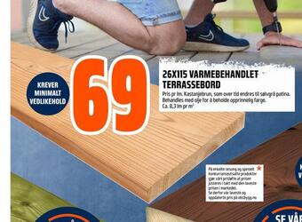 Obs Bygg 26x115 varmebehandlet terrassebord tilbud