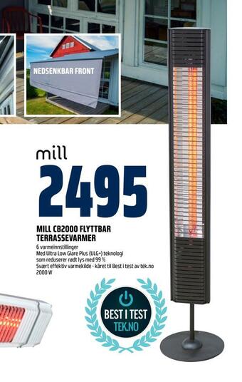 Obs Bygg Mill cb2000 flyttbar terrassevarmer tilbud